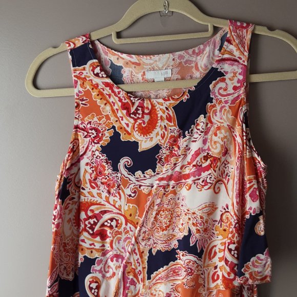 J Jill Sleeveless Shift Dress Geometric Floral Pattern Size XS Petite - Picture 2 of 10